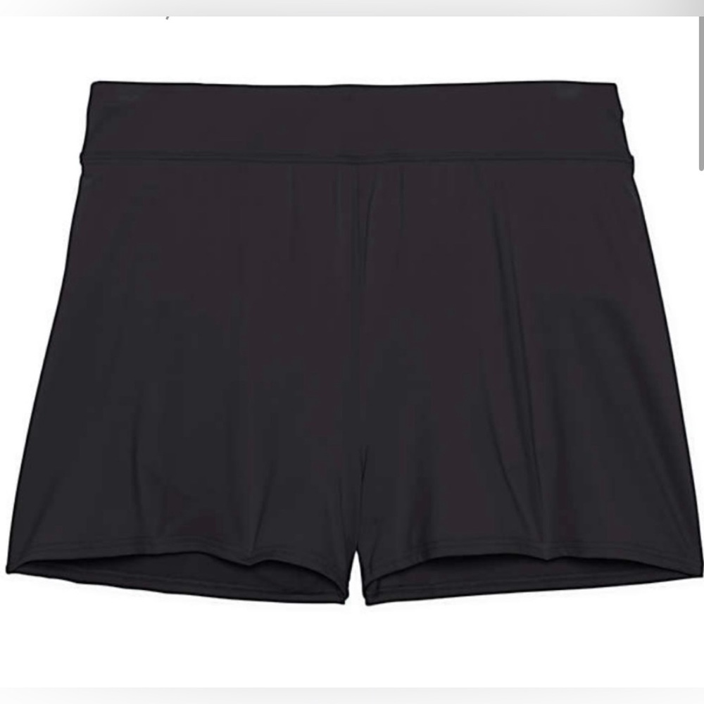 LANDS’ END Black Swim Shorts High Rise Modest Swimsuit Bottoms Tummy Control
